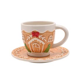 Santa & Friends Ceramic Gingerbread Teacup and Saucer