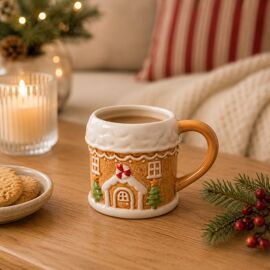 Santa & Friends Ceramic Mug  - Gingerbread House