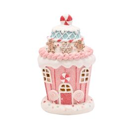 **MULTI 2** Santa & Friends Light up Gingerbread House - Pink Cupcake