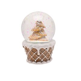 **MULTI 6** Santa & Friends Gingerbread Tree Snow Globe - 10cm
