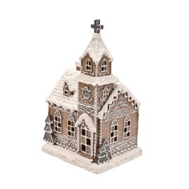 Santa & Friends Light Up Gingerbread Church - 23cm