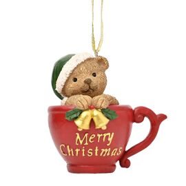 **MULTI 6** Santa & Friends Bear In A Teacup Decoration