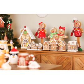 Santa and Friends Light Up Gingerbread Candy Cane House