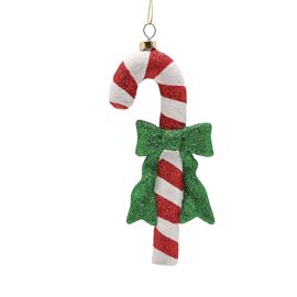**MULTI 12** Santa & Friends Tree Decoration - Candy Cane Red
