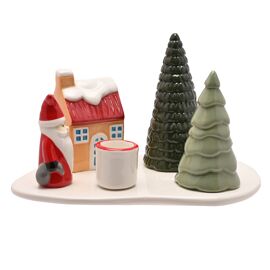 Santa & Friends Ceramic Santa Scene Candle Holder