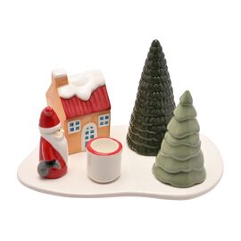 Santa & Friends Ceramic Santa Scene Candle Holder