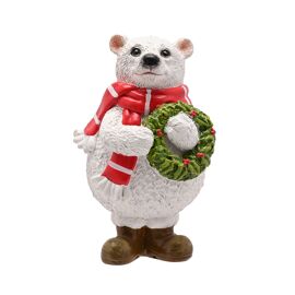 **MULTI 4** Santa & Friends Blizzard the Polar Bear with Wreath