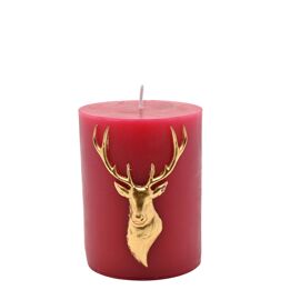 Regal Tidings Stag Pillar Candle - Red - 15cm