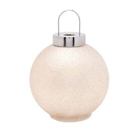 White LED Light Up Glass Bauble Decoration 15cm