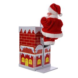 Santa Claus Cimbing Down Chimney With Music