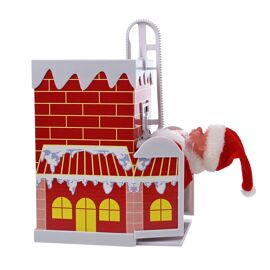 Santa Claus Cimbing Down Chimney With Music