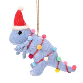 **MULTI 16** Hanging Felt Tree Decoration  - Blue Dino with Lights