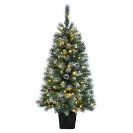 Pre-Lit Frosted PVC Potted Tree With Pinecones And Red Berries - MGO Potted Base 4ft 170 Tips