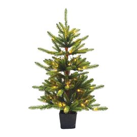 Pre-Lit Sway-Style 4ft Christmas Tree with MGO Black Potted Base - 100 Warm White Lights