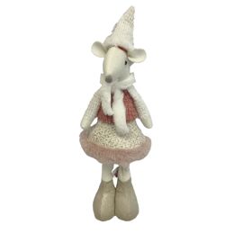 Fabric Standing Mouse Ornament with Plush Outfit- 38cm