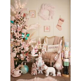 Resin Santa and Mrs Claus Dancing in Pink Colours- 30cm