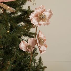 **MULTI 6** Pink Fabric Poppy Stem with Gold Detail- 56cm