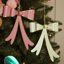 **MULTI 6** Hanging Teal Metal Bow with Gold Detail- 15cm