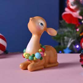 Resin Lying Animated Reindeer 15cm x 8.2cm x 15.6cm
