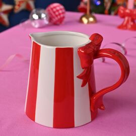 Peppermint & Candy Stripe Jug with Bow 8"