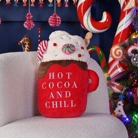 Hot Cocoa Cup Shaped Cushion with Embroidery