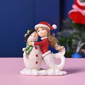 Resin Mermaid and Snowman Ornament