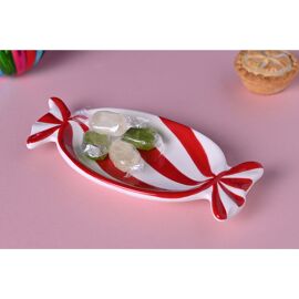 Ceramic Peppermint Candy Plate- 20cm