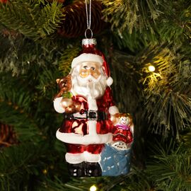 Glass Santa & Sack Hanging Tree Decoration