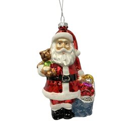 Glass Santa & Sack Hanging Tree Decoration