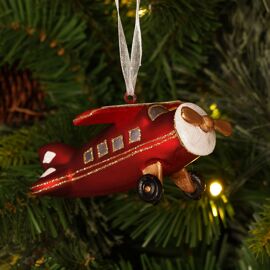 Glass Aeroplane Hanging Tree Decoration