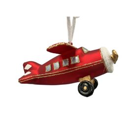 Glass Aeroplane Hanging Tree Decoration