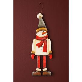 High Gloss Finish Hanging Snowman Decoration 43cm