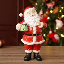 Standing Santa Figurine Holding Mug Of Chocolate 21cm