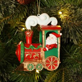 Resin Santa in Train Hanging Tree Decoration 13cm
