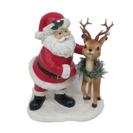 Santa & Reindeer Figurine 25.5cm
