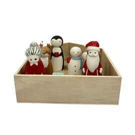 Porcelain Santa Claus & Mrs Claus Christmas Scene