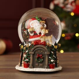 Musical Santa & Reindeer Scene Water Ball 10cm