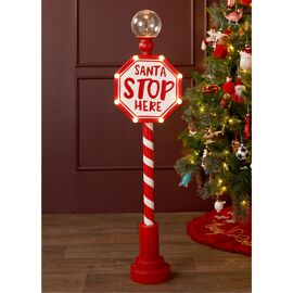 LED Light Up Sign 'Santa Stop Here'