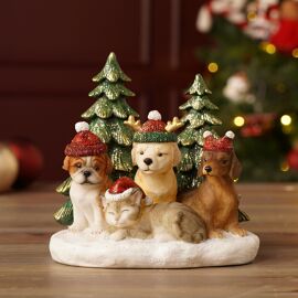 Resin LED Dog & Cat Figurine