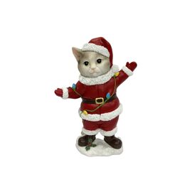 Resin Cat in Santa Costume Figurine