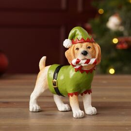 Resin Dog In Elf Suit Figurine