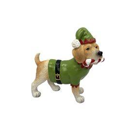 Resin Dog In Elf Suit Figurine