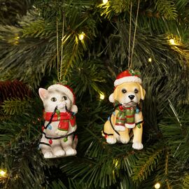 **ASTD MULTI 2** Resin Dog & Cat Hanging Decoration