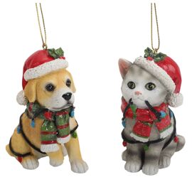 **ASTD MULTI 2** Resin Dog & Cat Hanging Decoration
