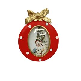 Resin Red Photo Frame With Gold Bow 2.5" x 3.5"