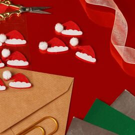 **MULTI 6** 12pc Santa Hat 3D Stickers