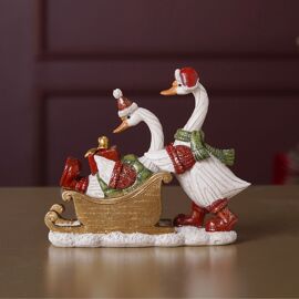 Regal Tidings Duck on Sleigh Figurine