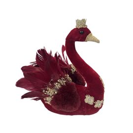 Regal Tidings Red & Gold Swan Decoration