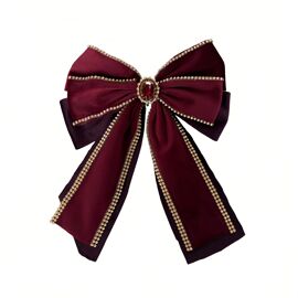 Regal Tidings Red & Gold Sparkly Bow Christmas Tree Clip