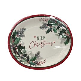 **MULTI 12** Set of 6 Oval Paper Plates - Merry Christmas